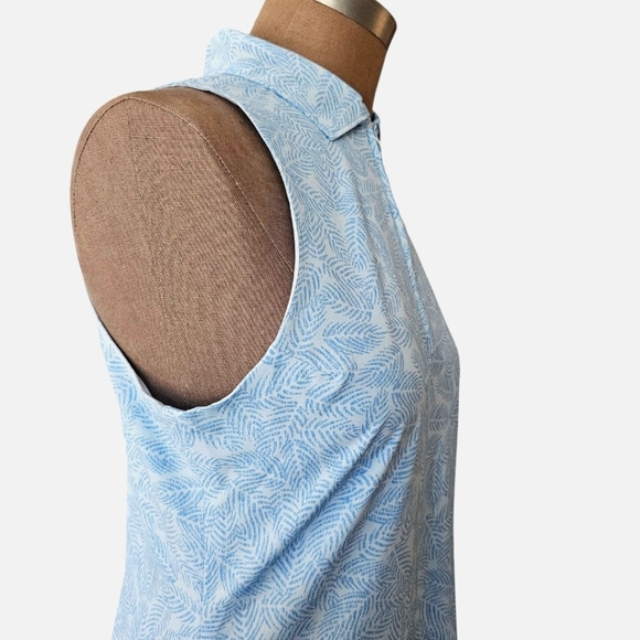 Peter Millar Crown Sport Carner Golf  Dress Cottage Blue Palm Frond Size Small - Picture 4 of 15